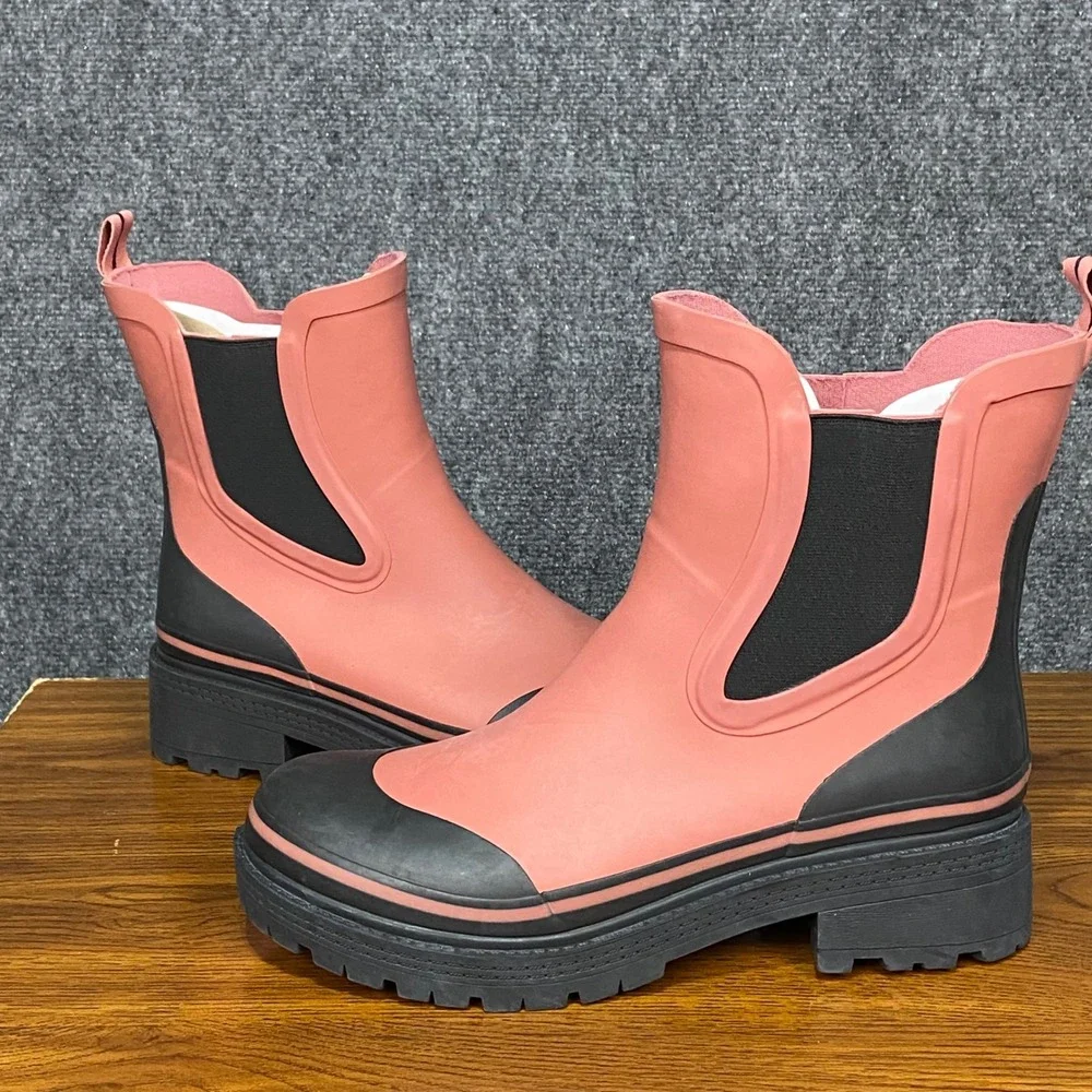 Boden Women's Pink‎ Wellie Boots Chelsea Ankle Platform Lug Sole UK 4/US 6 NWOT